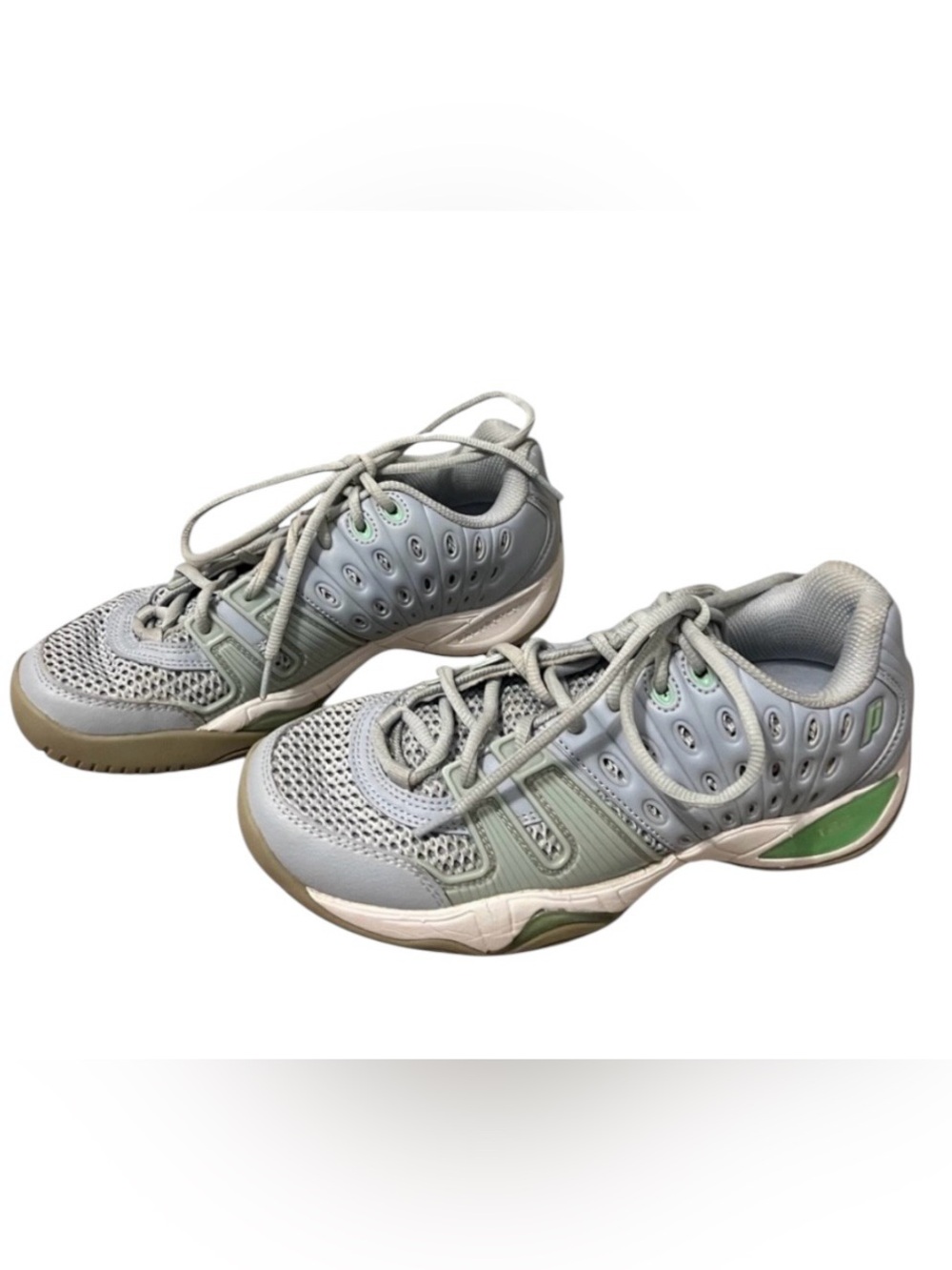 Prince T22 women’s 8.5 lace up grey and mint athletic tennis shoes